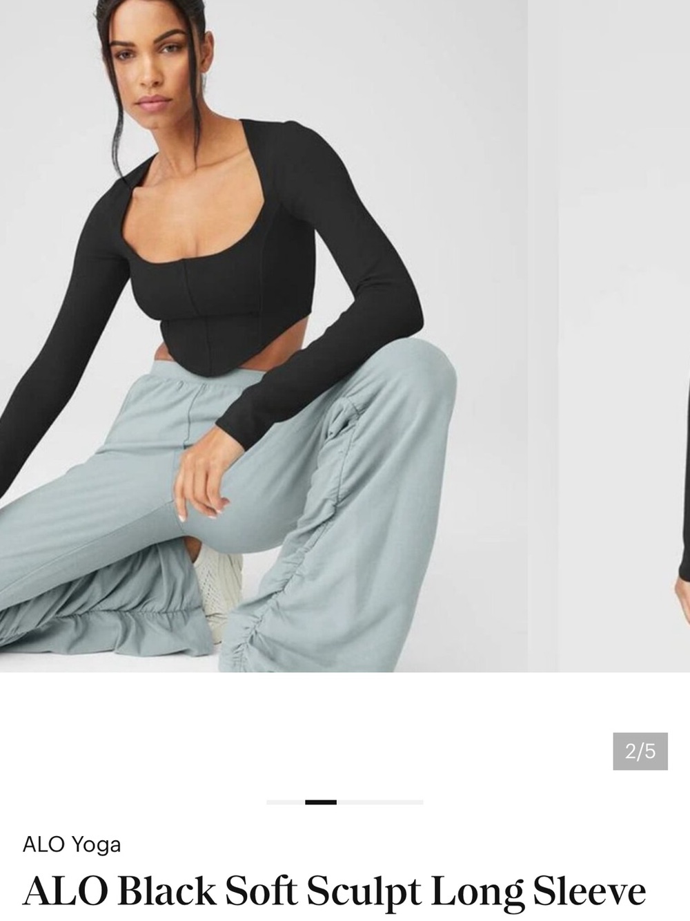 ALO Black Soft Sculpt Long Sleeve Top M - Picture 4 of 4